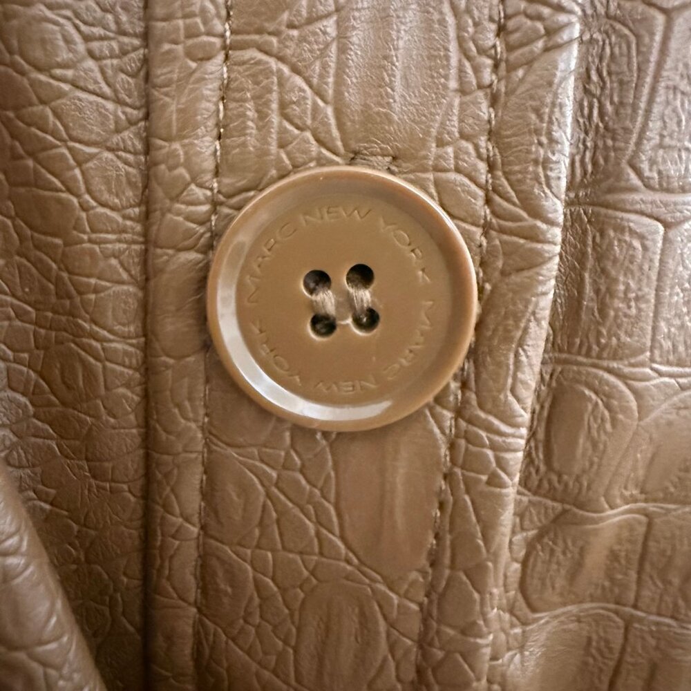 Marc New York Faux Leather Belted Jacket | Brown Croc-Embossed | Size M - Picture 10 of 14